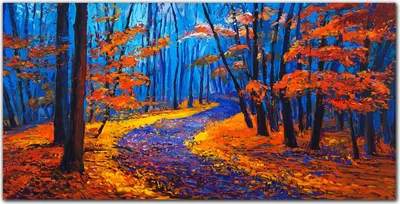 Produktbild von Coloray Bild aus Leinwand 120x60 Leinwand Dekoration - Blätter Wald Herbst