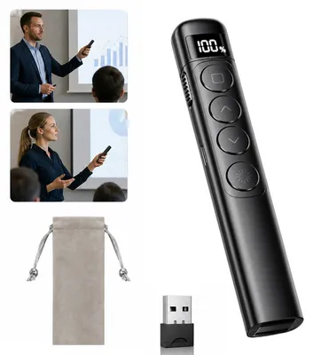 Produktbild von Presenter kabellos Laserpointer 2.4G Präsentationsfernbedienung USB-C PowerPoint Clicker LED Display Büro Unterricht