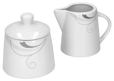 Produktbild von Portofino 2tlg Set Zuckerdose mit Deckel Ø95mm Milchkännchen 220ml Rankenedles Marken-Porzellan