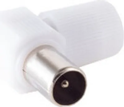 Produktbild von Adapter Koaxial-Winkelstecker mit IEC (Koax) Kupplung, schraubbar, vernickelt