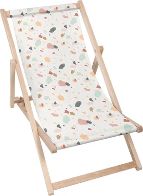Immagine prodotto di Lettino Dreamroots pieghevole in legno fino a 130 kg, lettino pieghevole con regolazione dell'inclinazione dello schienale in 3 fasi, terrazzo colorato