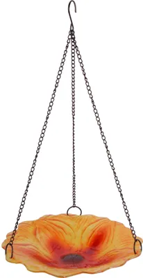 Produktbild von Dehner Natura Vogeltränke Bonito, hängendes Vogelbad, Ø 26 cm, Höhe 49 cm, Glas / Metall, orange