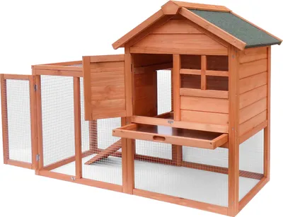 Obrázok produktu pre Králikáreň Wiltec 1220 x 630 x 920 mm s voľným výbehom a vyvýšeným prístreškom zo smrekového dreva, klietka pre králiky s 2 poschodiami, klietka pre malé zvieratá