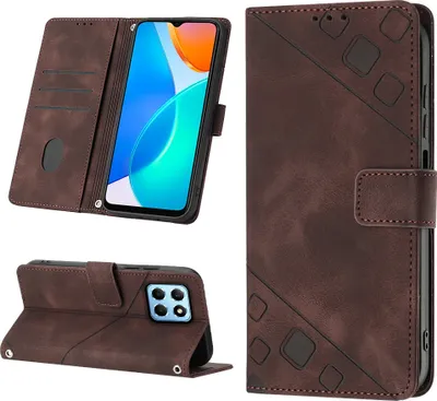 Produktbild von Hülle für Honor X6 /Honor X8 5G Prägung Flip Leder Brieftasche Schutzhülle mit Ständer Braun