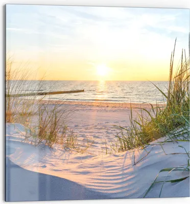 Produktbild von DEQORI Küchenrückwand Glas 60x60 cm 'Abendsonne an der Ostsee' Spritzschutz Bad Rückwand