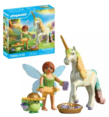 Image de geobra Brandstätter Stiftung & Co.K Licorne de collection Fleur d'arc-en-ciel avec fée