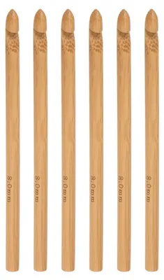 Häkelnadeln aus Bambus, 8,0 mm, 6 Stück für DIY Garn