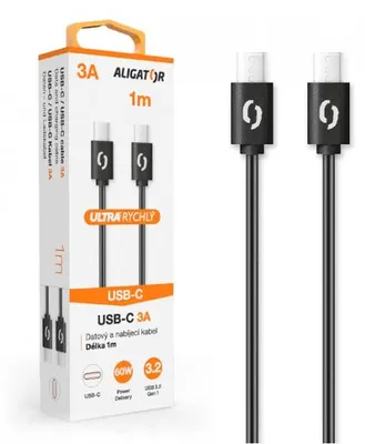 Obrázek produktu pro Datový kabel ALIGATOR POWER 3A, USB-C/USB-C, černý