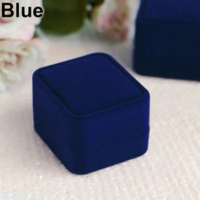 Produktbild von Samtschmuck-Halsketten-Ring-Ohrring-Anzeigen-Speicher-Organisator-Kasten-Kasten-Geschenk-Kasten-Blau