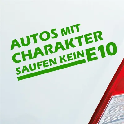 Produktbild von Auto Aufkleber Autos mit Charakter saufen kein E10 18x7 cm Hellgrün Sticker Heckscheibenaufkleber