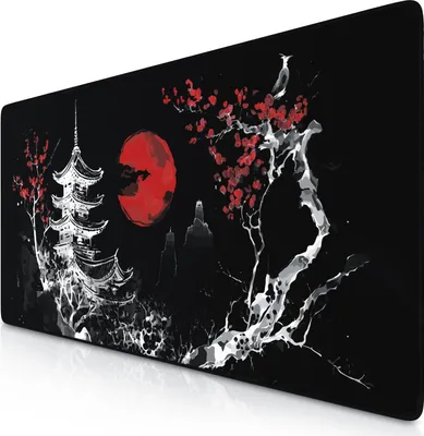 Produktbild von Titanwolf Gaming Mauspad XXL, 900 x 400 x 3 mm, Schreibtischunterlage, abwaschbar, rutschfeste Rückseite, Geschwindigkeit & Präzision, Japan Ink Painting