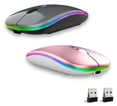 Zdjęcie produktu dla Zestaw 2 sztuk: Bezprzewodowa mysz, 2400 MHz, USB, bezprzewodowa mysz Bluetooth, 1600 DPI, optyczny sensor, mysz LED z podwójnym trybem pracy, ładowalna, do laptopa, komputera, urządzeń iOS i Android