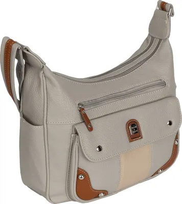 Produktbild von Umhängetasche (15167) Damentasche Schultertasche Leder Optik Handtasche HELLGRAU