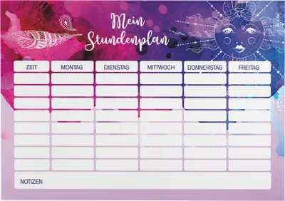 Produktbild von Stundenplan für Kinder mit Watercolor-Motiv - Magnetischer Wochenplaner beschreibbar & abwischbar