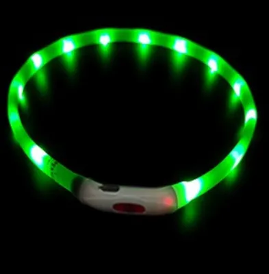 Produktbild von LED Hundehalsband Leuchtring – Leuchthalsband Hund für Sichtbarkeit & Sicherheit bei Dunkelheit grün - Größe S