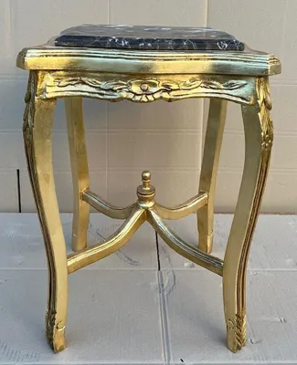 Produktbild von Casa Padrino Barock Beistelltisch Gold / Schwarz - Antik Stil Massivholz Tisch mit Marmorplatte - Antik Stil Möbel - Barock Möbel