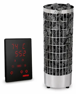 Zdjęcie produktu dla Piec do sauny Harvia Cilindro Pc70e Chrome + piec do sauny Harvia Xenio Cx110