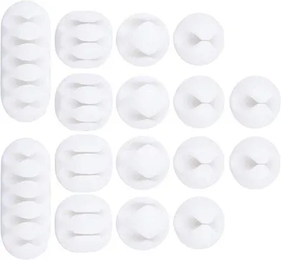 Productafbeelding van Kabelclips - Snoerhouders - Kabelbeheer - Zelfklevend - 16 stuks - Wit