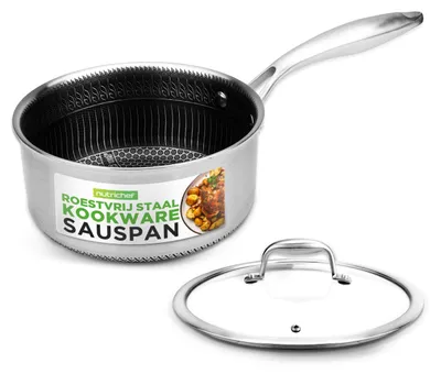 Edelstahl-Saucenpfanne 20 cm mit Deckel, 2 L, induktionsgeeignet