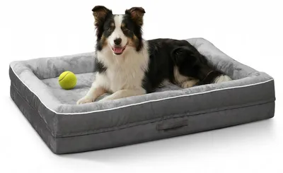 Immagine prodotto di Cuccia ortopedica per cani, colore grigio, dimensioni 91x61x18 cm, lavabile