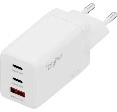 Imagen del producto de Digitus DA-10303 DIGITUS USB-Ladegerät GaN  67W,  2x USB-C,  1x USB-A    weiß