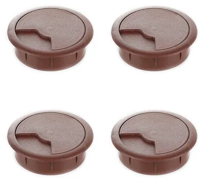 Produktbild von 4er Set sossai Schreibtisch Kabeldurchführung 60mm in Braun Kabeldurchlass Kabelauslass