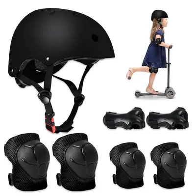 Obrázek produktu pro Sada kolenních chráničů pro děti, 7 kusů, černá barva, vhodná pro kolo, skateboard a koloběžku