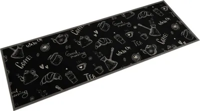 Produktbild von Küchenteppich Waschbar Morgen Schwarz 60x180 cm Samt