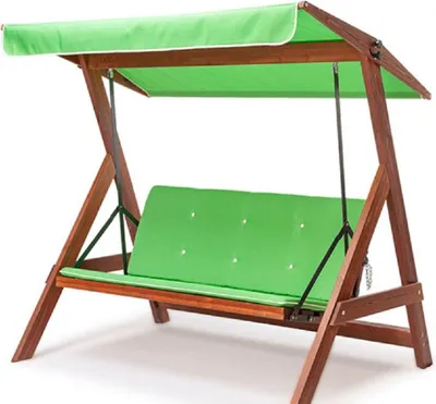 Produktbild von Casa Padrino Luxus Hollywood Schaukel Hellgrün / Braun - Massivholz Garten Schaukel mit Sonnendach - Garten Möbel - Terrassen Möbel - Outdoor Möbel - Luxus Möbel