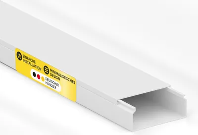 Produktbild von Kabelkanal aus hochwertigem PVC weiß Kabelleiste 2m - 1 Stück - 40x16mm