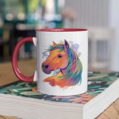 Produktbild von Pferd Kakaotasse Kaffeetasse Teetasse – Rot