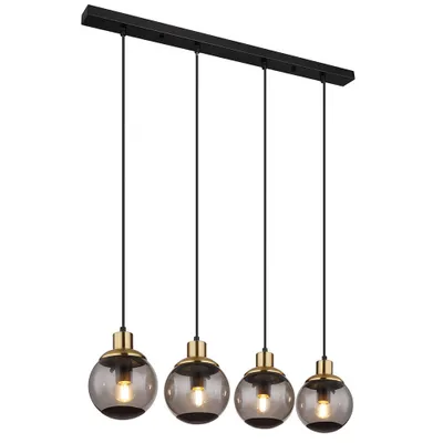 Produktbild von Pendelleuchte, Metall, Schwarz-matt, Glas, 4-Flammig