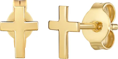 Produktbild von Kreuz Ohrstecker Gold 585 für Damen und Herren. Mit Schmucketui + Zertifikat