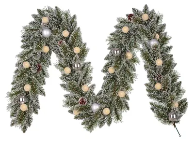 Produktbild von Black Box Trees Kaprun Girlande mit LED-Beleuchtung und Timerfunktion - L270 x Ø25 cm - Silber, Grün