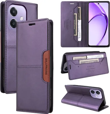 Produktbild von Handyhülle für Oppo A60/A3X 4G/A3 5G/A3 4G Hülle, Leder Flip Wallet Kartenfach Stand Schutzhülle Lila