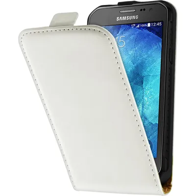 Produktbild von PhoneNatic Kunst-Lederhülle kompatibel mit Samsung Galaxy Xcover 3 - Flip-Case weiß + 2 Schutzfolien