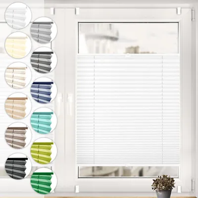 Produktbild von Sonello Plissee Klemmfix ohne Bohren 85cm x 140cm Weiß Faltrollo Plisseerollo Jalousie für Tür & Fenster Blickdicht Sichtschutz Sonnenschutz Fertifplissee Rollo