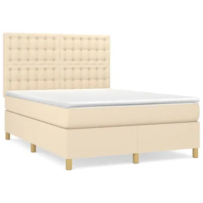 Produktbild von vidaXL Boxspringbett mit Matratze Creme 140x190 cm Stoff