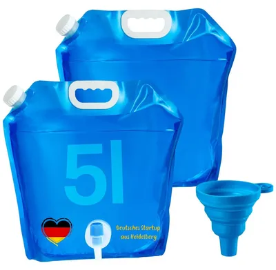 Image de Jerrycan d'eau pliable - 5 L - Sans BPA - Avec robinet et bouchon à vis - Pour camping et randonnée