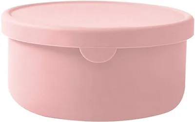 Image de Récipient alimentaire en silicone de 700 ml, de forme ronde avec couvercle, pour la préparation de plats, de salades et de déjeuners, hermétique, sans BPA, rose.