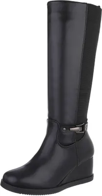 Produktbild von Ital-Design Damen Stiefel Leicht gefüttert Textiloptik, Lederoptik Keilstiefel 88843431 Schwarz Gr.  38