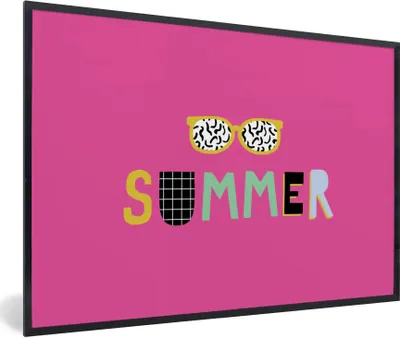 Produktbild von MuchoWow® Gerahmtes Poster Sommer - Zitat - Sonnenbrille 90x60 cm - Poster mit Schwarzem Bilderrahmen Wandposter Rahmen Foto Bilder - Fotorahmen - Foto-Plakat