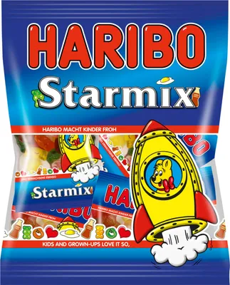 Obrázek produktu pro Haribo Starmix Mini, gumoví medvídci, vinné gumy, ovocné gumy s pěnovým cukrem, v sáčku, 250 g