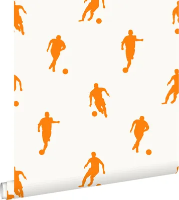 Produktbild von ESTAhome Tapete Fußballspieler Orange und Weiß - 115871 - 53 cm x 10,05 m