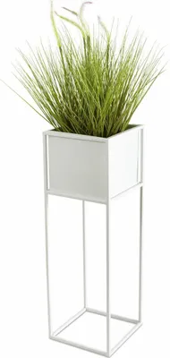 Obrázok produktu pre Kvetinový stojan, stojace kvetinové lôžko, moderné, kovové, podkrovie, biele 70 cm