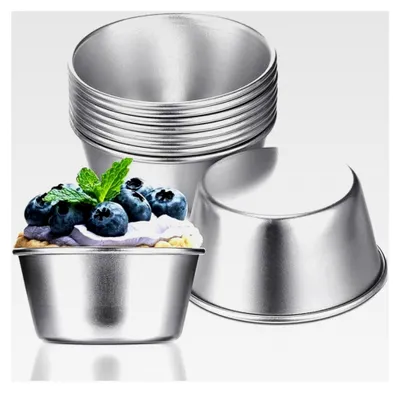 Produktbild von 12 Stück Back- und Muffinförmchen, kleine Puddingformen, Mini-Schokoladenschmelzformen, antihaftbeschichtet, Backformen für Cupcakes, Kuchenformen für Desserts und Gebäck