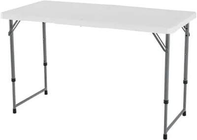 Image de Table pliante - Table haute - Pour activités en extérieur - Réglable en 4 hauteurs - 122x61 cm - Blanche