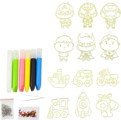 Productafbeelding van LEAN Toys 27735 3D-kleurpakket Kosmos – 6 kleuren + 12 hangers