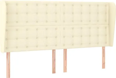 Imagen del producto de vidaXL Cabecero con orejas, color crema, 183x23x118/128 cm, fabricado en cuero sintético