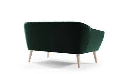 Obrázek produktu pro GUTTO Sofa 2místná velurová pohovka - KARO -- Sametová lavice ze zeleného sametu Vysoké dřevěné nohy Pohovka ve skandinávském stylu - krásné, moderní
